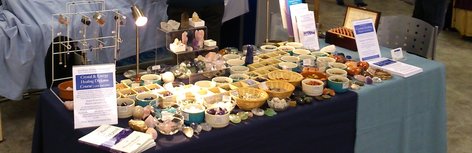 Crystals set out at holistic fair in Surrey